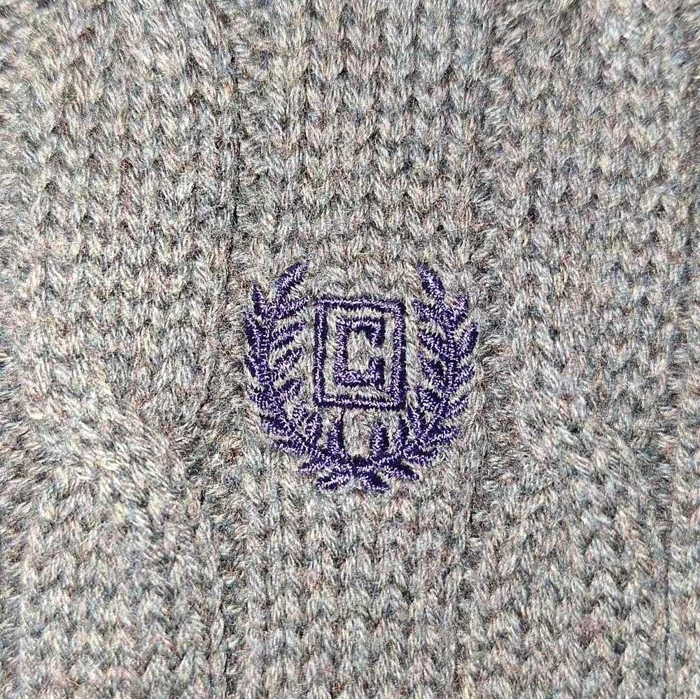 Chaps Men's Olive 1/4 Zip-Up Cable Knit Sweater In A Size XL. Chunky,Substantial